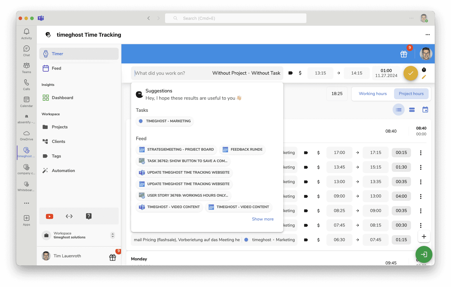 Projektzeiten einfach erfassen